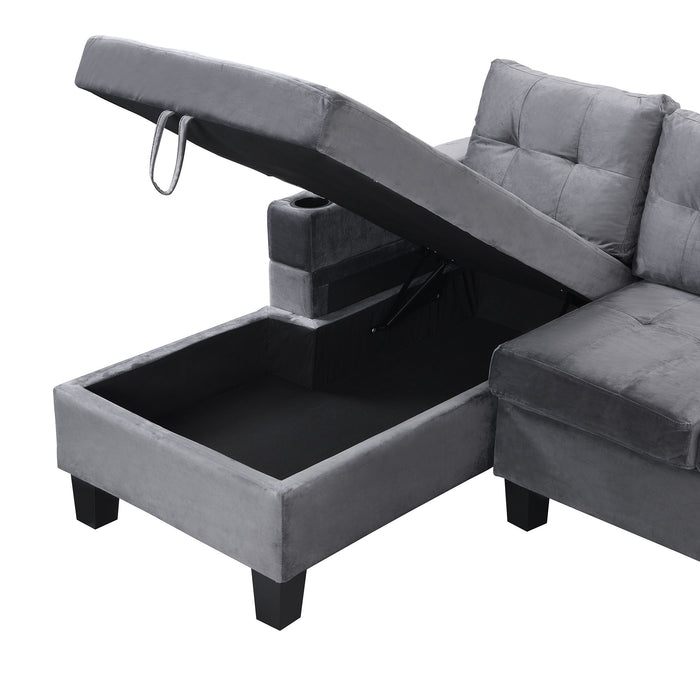 Modern Sectional Sofa Set With L Shape Chaise Lounge And Storage