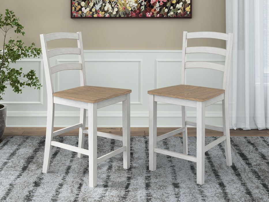 Purlaney - Barstool (Set of 2) - Antique White / Natural