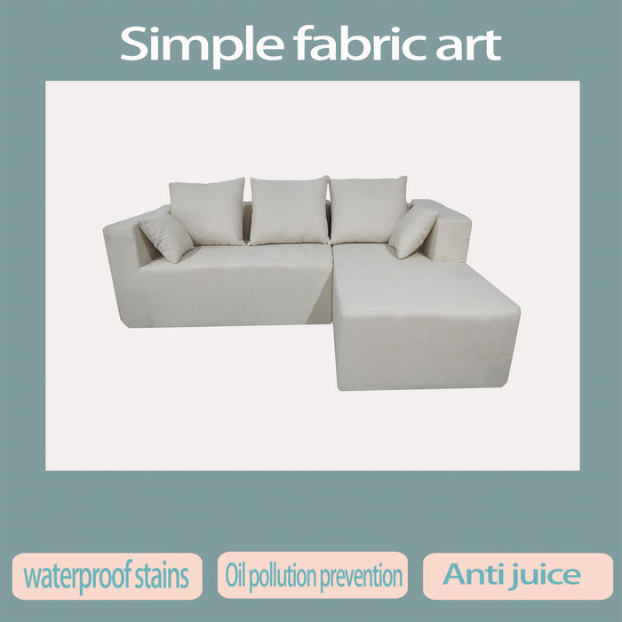 Modular Corner Sofa With Soft Linen Fabric