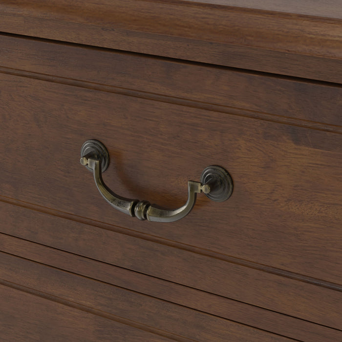 Fluted Nightstand With 2 Drawers, Bedside Table - Walnut