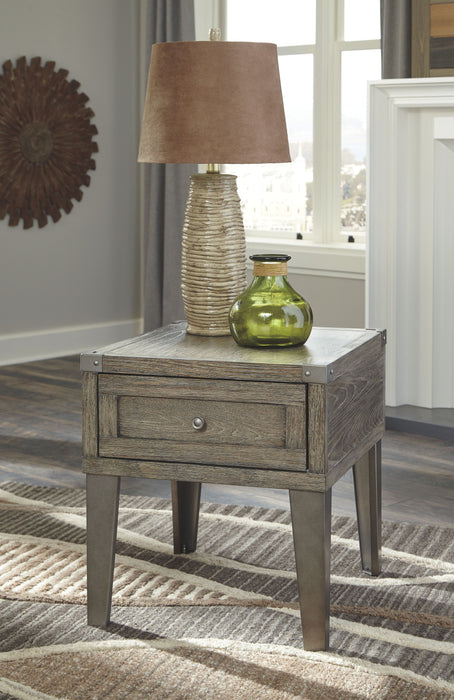 Chazney - Rectangular End Table - Rustic Brown