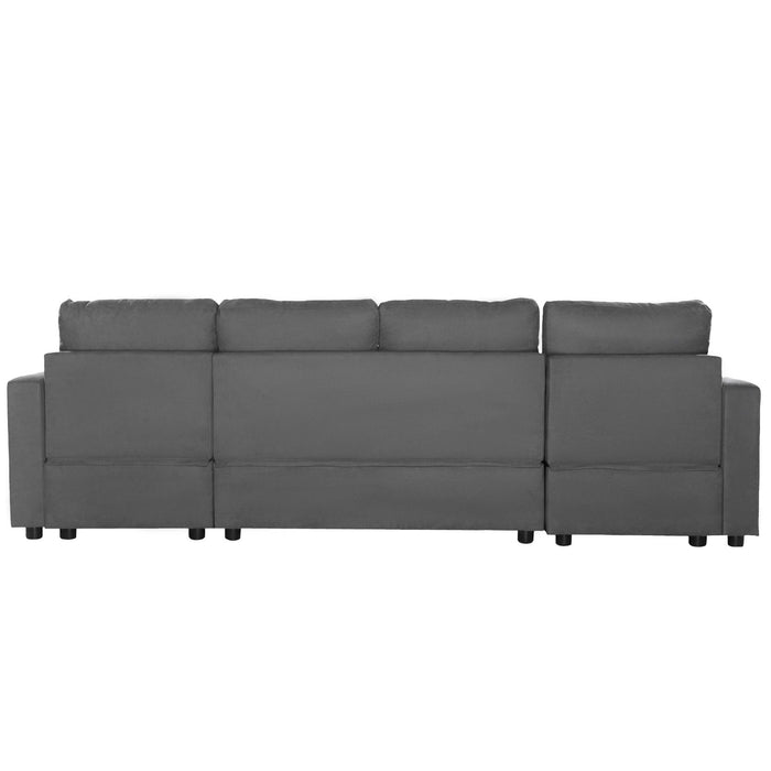 Convertible Sectional Sofa With Storage Chaise Lounges And USB Ports