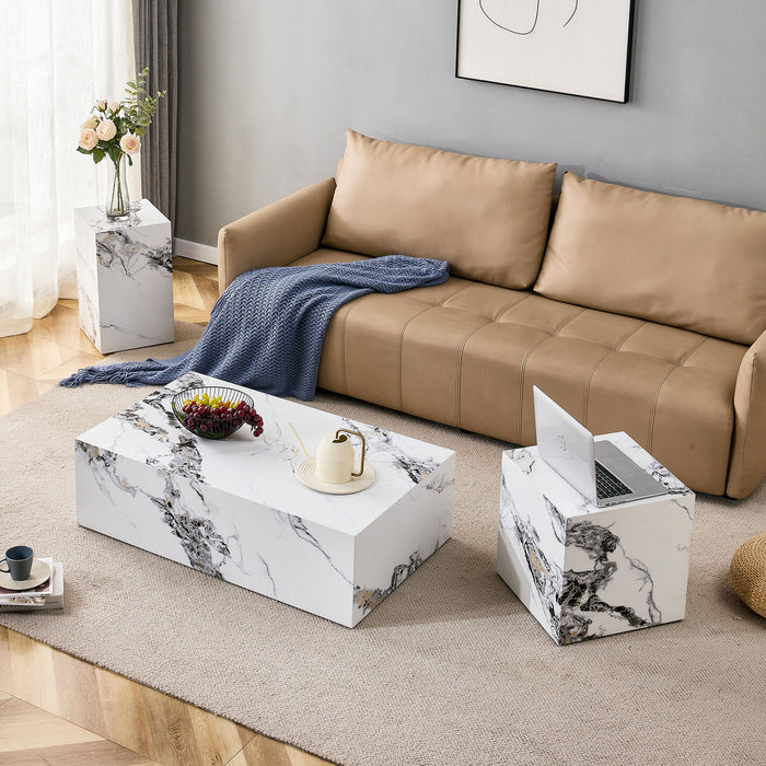 Modern 3 Piece Coffee Table Set - Marble Patterns