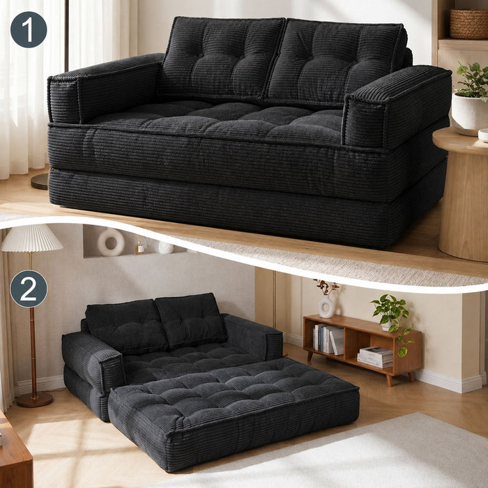 2 Seater Modular Corduroy Sofa With Chaise Lounge For Living Room