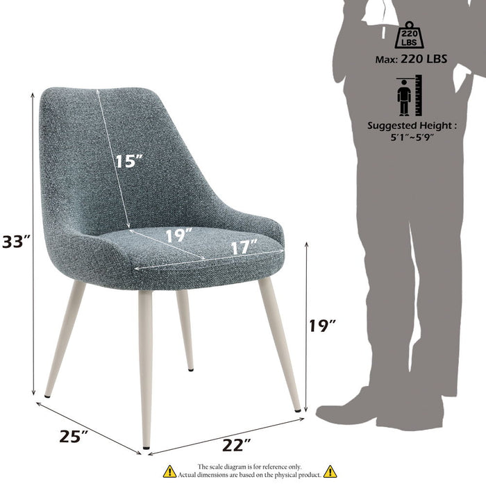 Laela - Side Chair Set of 2) - Light Blue Boucle & White