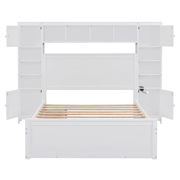 Bed With All In One Cabinet, Shelf And Sockets, Trundle