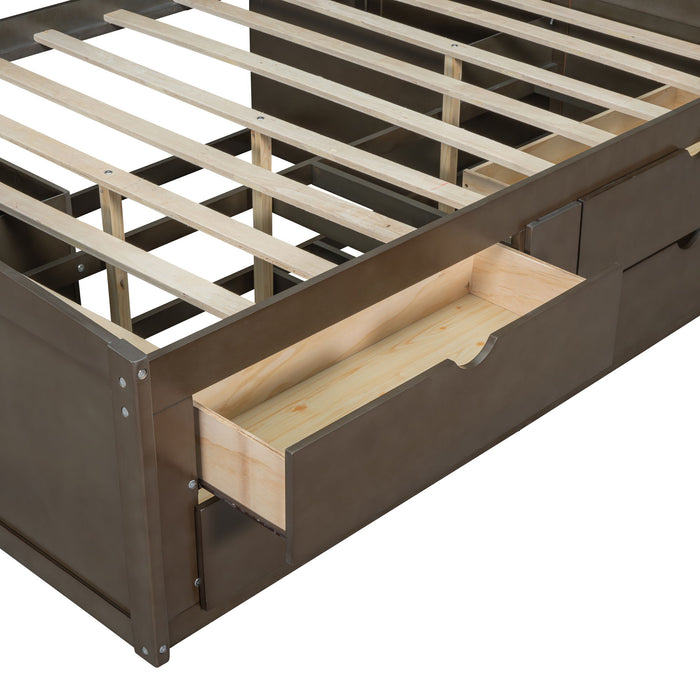 Daybed With 2 Bedside Cabinets, Upper Shelves And 4 Drawers