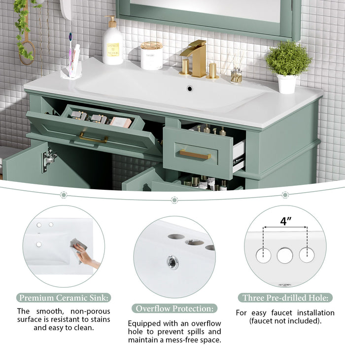 Modern Bathroom Vanity With Ceramic Sink, Soft Close Storage Cabinet