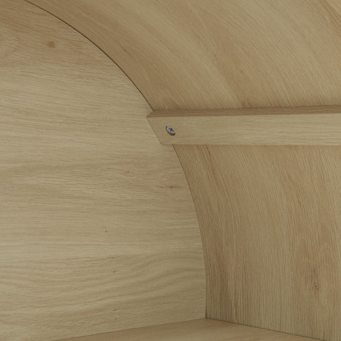 Tall Arched Kitchen Pantry, Modern Farmhouse Wood Kitchen Storage Cabinets, Arched Storage Display Cabinet With Adjustable Shelves, Versatile Cupboard For Kitchen, Dining Room, Living Room - Natural