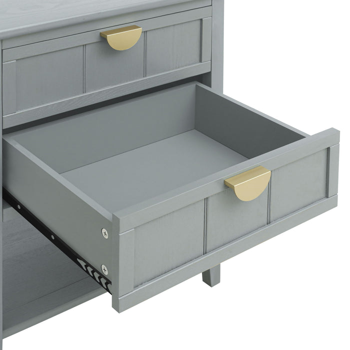 2 Drawer Side Table, American Style, End Table, Suitable For Bedroom, Living Room, Study