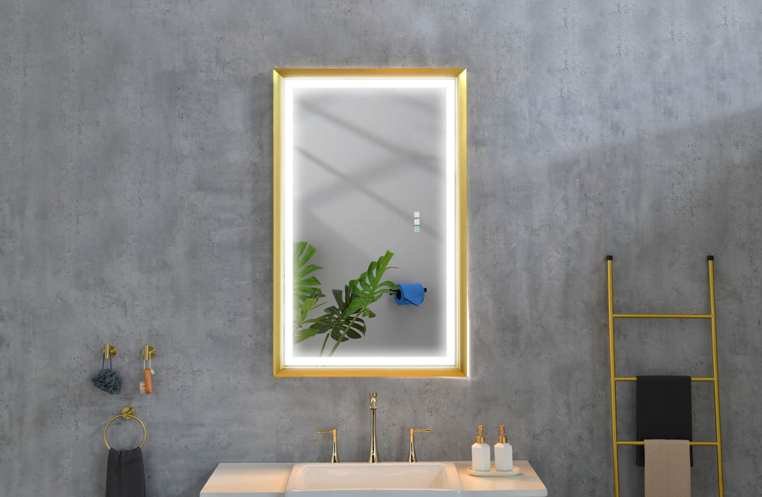 42" W X24" H Oversized Rectangular Black Framed LED Mirror Anti-Fog Dimmable Wall Mount Bathroom Vanity Mirror