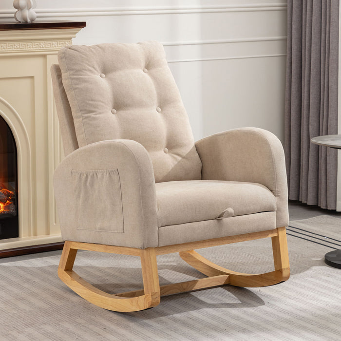 Accent Rocking Chair With Footrest, High Back