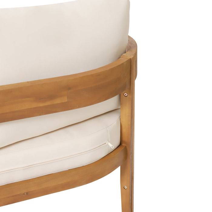 Brooklyn - Sofa Set Rounded Tuxedo Design - Teak / Beige