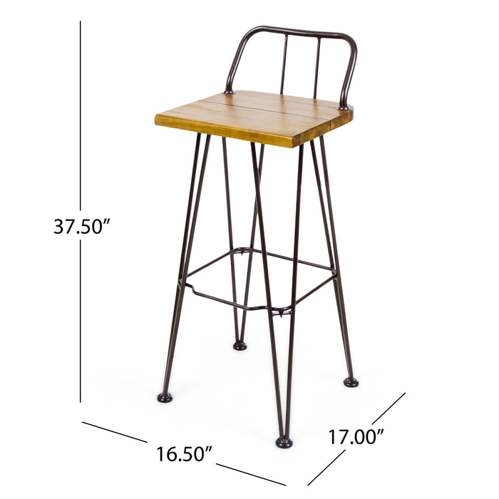 Outdoor Barstool With Angled Metal Legs - Brown