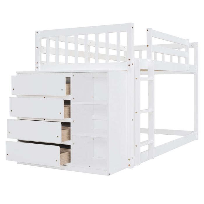 Bunk Bed With 4 Drawers And 3 Shelves