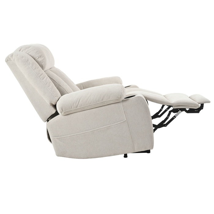 Power Lift Recliner Chair With Extended Footrest, Remote Control, Cup Holders, And Side Pockets
