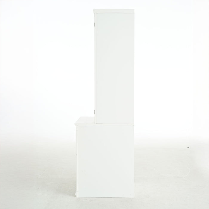 Retro Style Hutch Cabinet With Glass Door, China Cabinet For Home