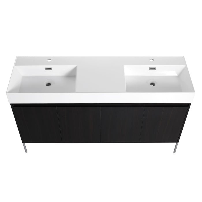 Freestanding Bathroom Vanity With Resin Sink And Storage Cabinet