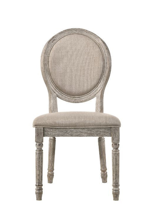 Faustine - Side Chair Set of 2) - Tan Fabric & Salvaged Light Oak
