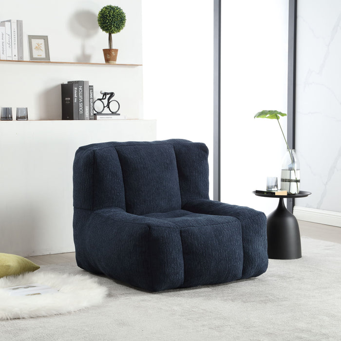 Modern Indoor Fluffy Bean Bag Chair With Memory Foam And Ottoman, Super Soft