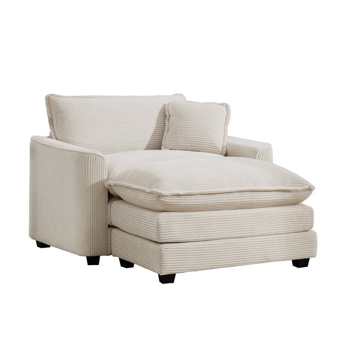 Classic Modern Comfortable Single Chair Deep Seat Sofa With Footstool