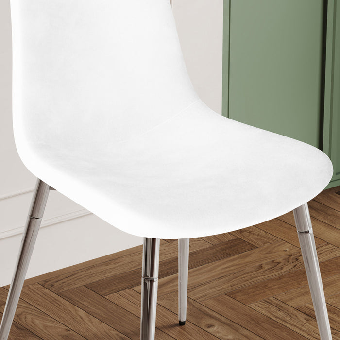 Fabric Dining Chairs (Set of 4) Upholstered Armless Accent Chairs, Classical Appearance And Metal Legs - White