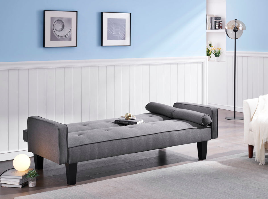 2059 Sofa Convertible Into Sofa Bed Includes Two Pillows 72" Dark Gray Cotton Linen Sofa Bed For Family