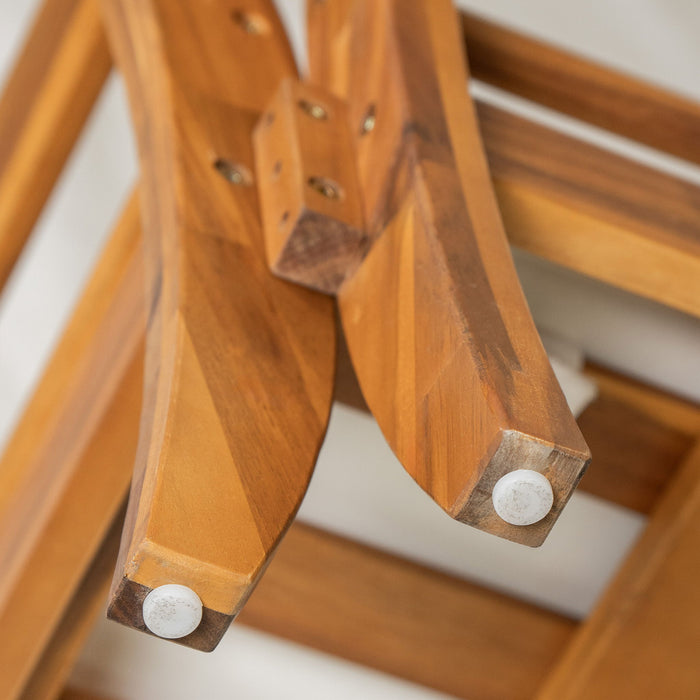 6 Piece Patio Sofa Set, Acacia Wood Outdoor Modular Sectional Garden Furniture Set L Shaped Conversation Set, Convertible Daybed With Tea Table, Ottoman, 5 Cushions And Pillows - Teak / Beige