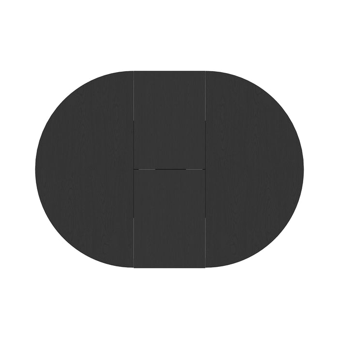 Dining Table For Farmhouse Kitchen Expandable Oval Table Top With Removable Leaf Trestle X Shaped Base - Black