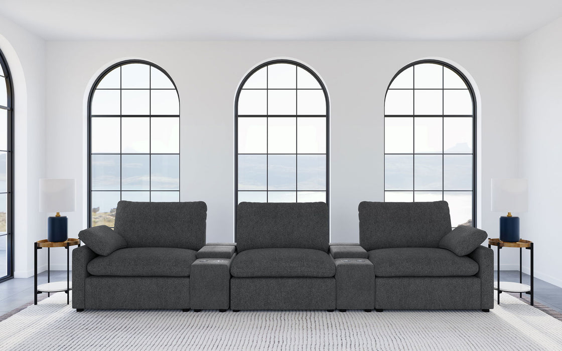 Collins 5-Piece Power Reclining Home Theater Seating Dark Grey