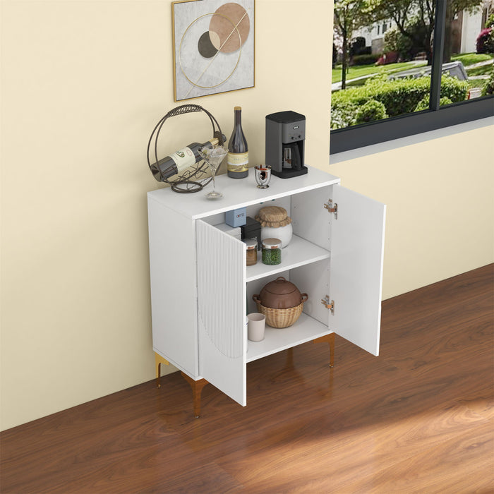 Modern Entryway Storage Cabinet With Shelves - White