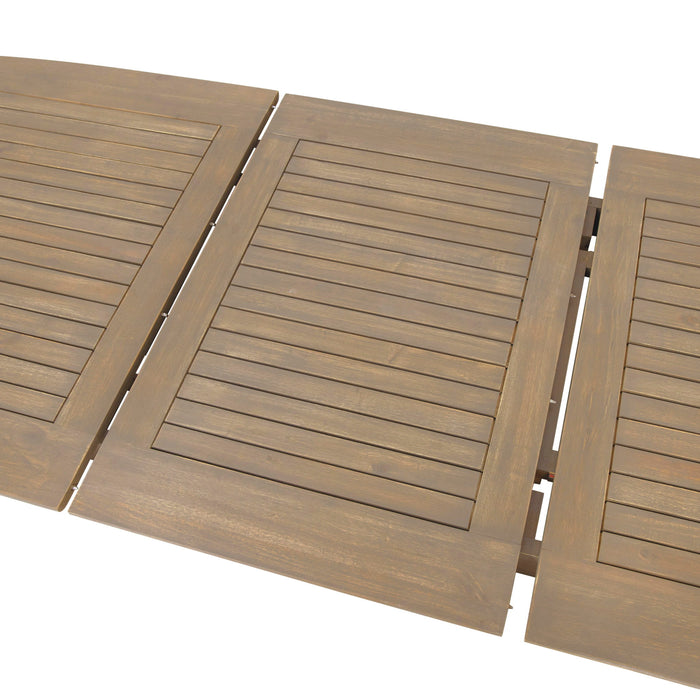 Modern Outdoor Dining Set With Expandable Acacia Wood Table