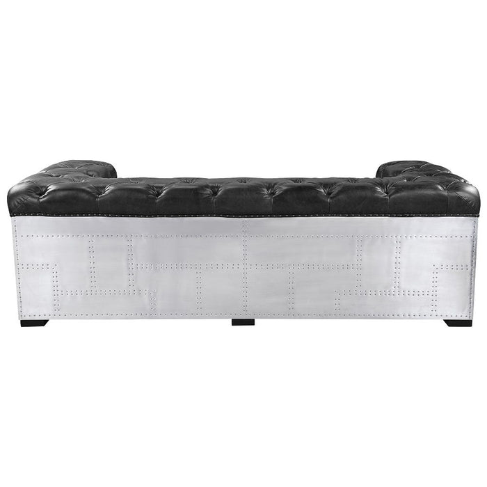 Brancaster - Sofa - Black Top Grain Leather & Aluminum