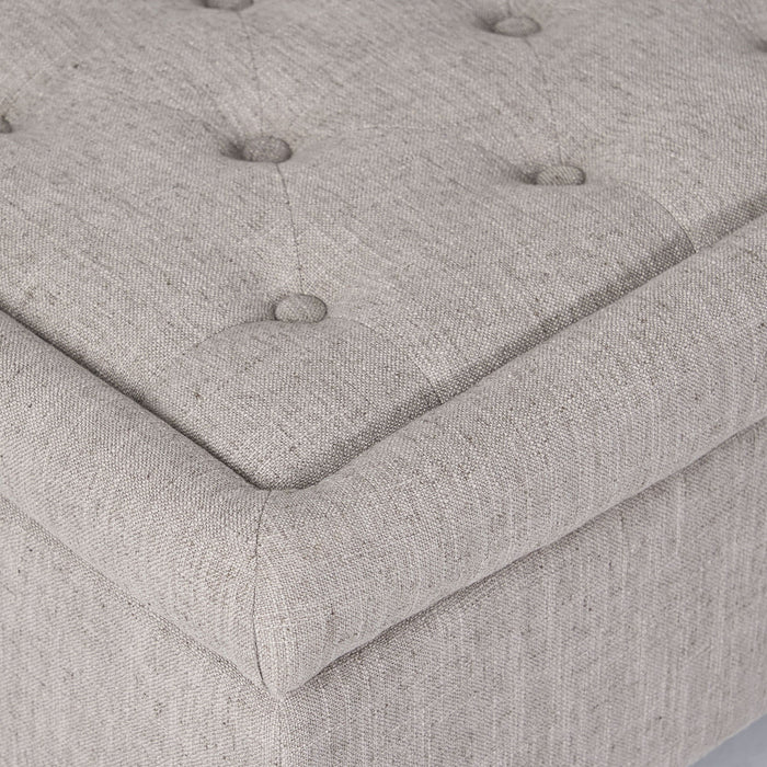 Dean - Fabric Storage Wide Tufted Rectangle Ottoman - Gray