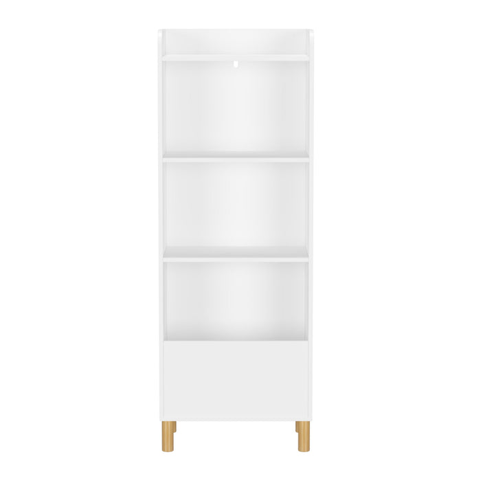 4 Tier Bookcase, Book Display With Safety Restraint, Storage Cabinet For Playroom - White