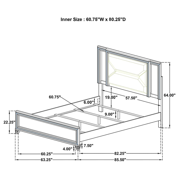 Panel Bed With LED Headboard
