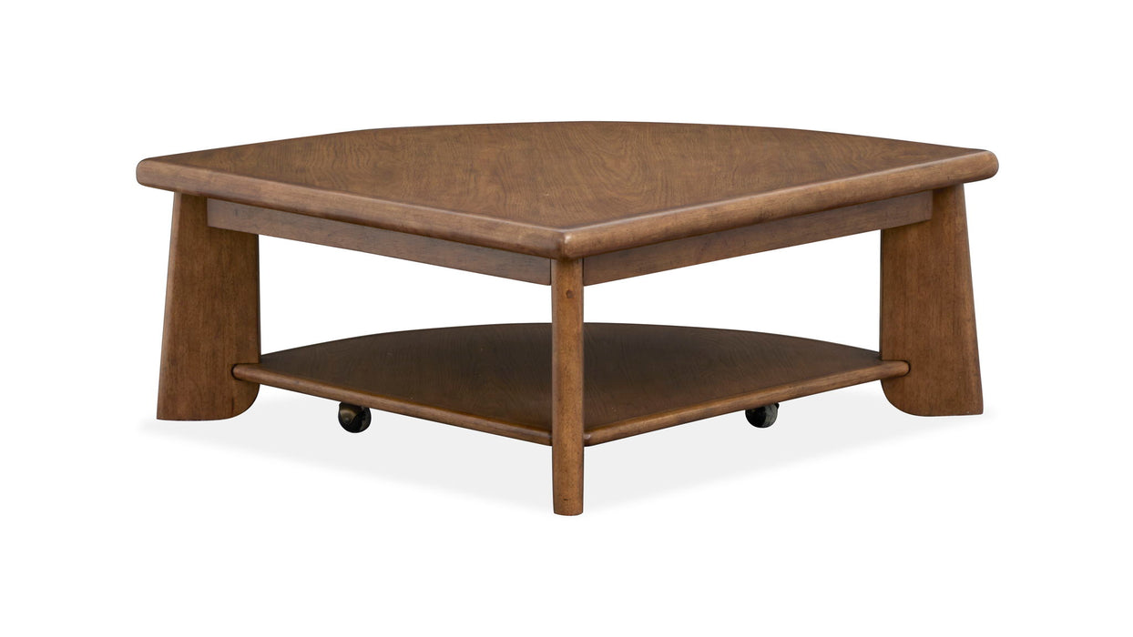 Tanner - Pie Shaped Lift Top Cocktail Table With Casters - Tawny Brown