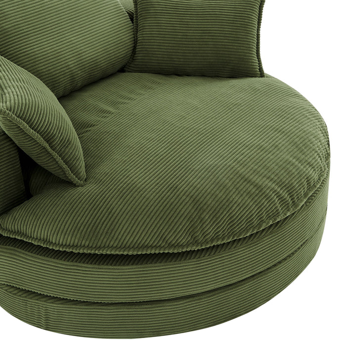 360° Swivel Accent Barrel Chair With Dual Layer Cushion And 3 Removable Pillows