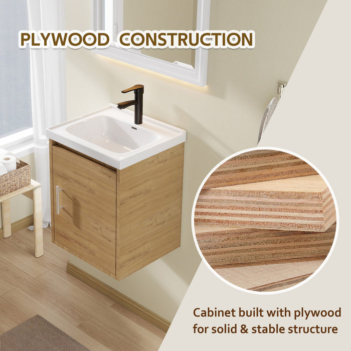 Floating Bathroom Vanity Combo, Wall Mounted Cabinet With Sink & Soft Close Doors For Small Bathrooms