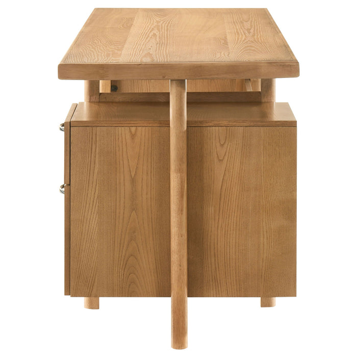 Roldan 69-inch 4-drawer Computer Desk with File Drawer Light Ash