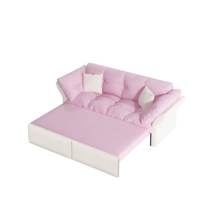 Queen Pull Out, 3 In 1 Convertible Sleeper Tufted Sofa & 2 Soft Pillows