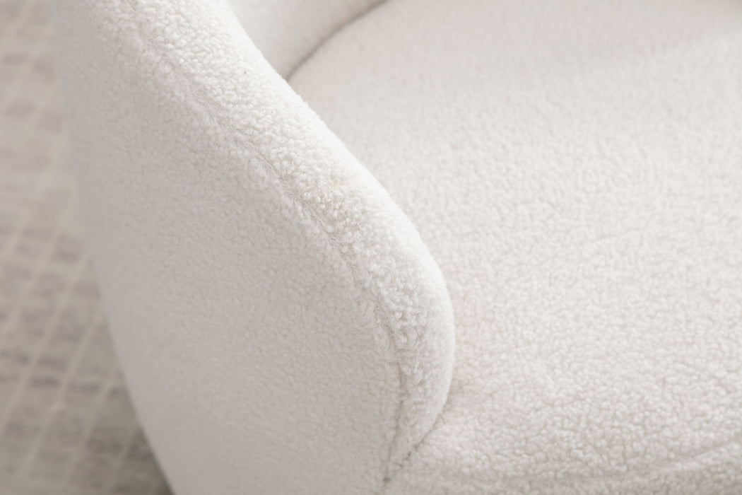 Teddy Fabric Swivel Accent Armchair Barrel Chair With Powder Coating Metal Ring