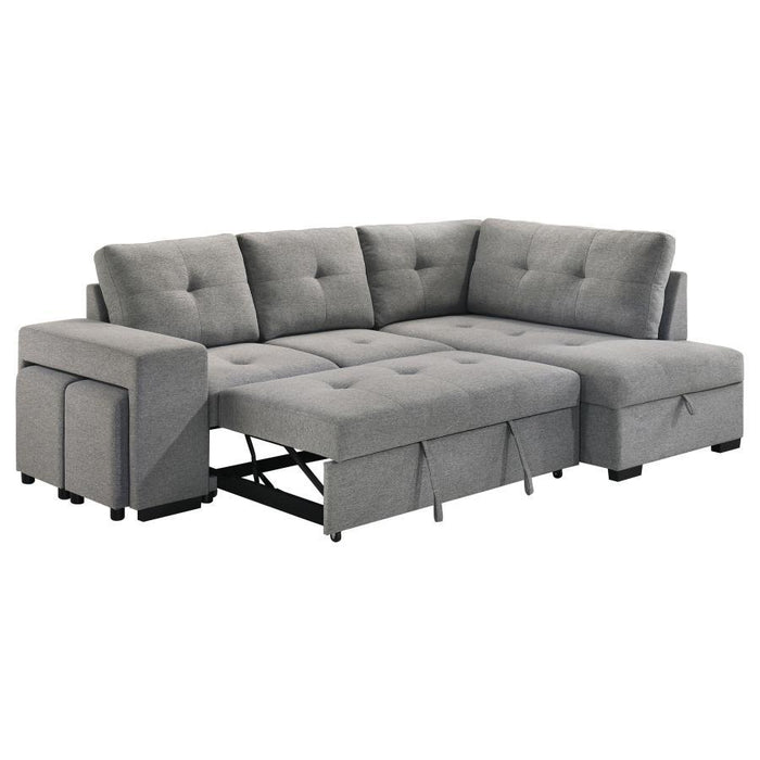 Roanne - Fabric Upholstered Sleeper Sectional Sofa - Gray