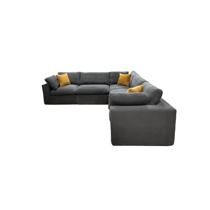 Coffee Bean Like Upholstery Full Compressed Modular Sectional With Toss Pillows - Light Gray