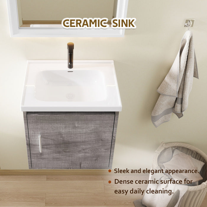Floating Bathroom Vanity Combo, Wall Mounted Cabinet With Sink & Soft Close Doors For Small Bathrooms