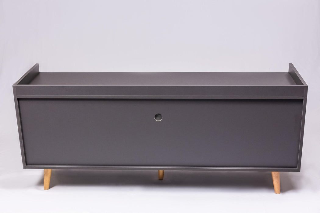 TV Stand For TVs Up To 60" With Open Storage Shelf, 2 Doors, 1 Drawer And Cable Management