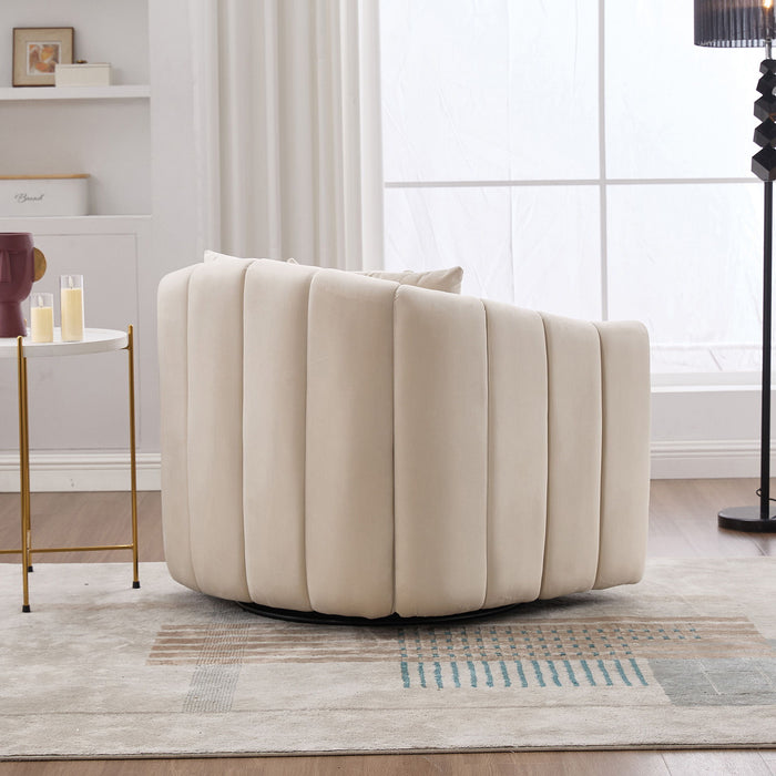 Upholstered Oversized 360° Swivel Accent Barrel Chair And Half Cozy Sofa With 3 Pillows