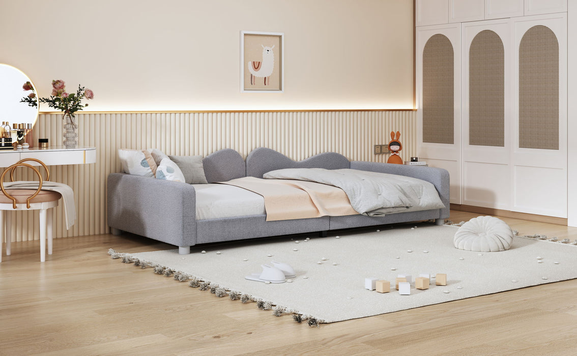 Upholstered Daybed, Sherpa Fabric Sofabed With Cloud-Shaped Backrest