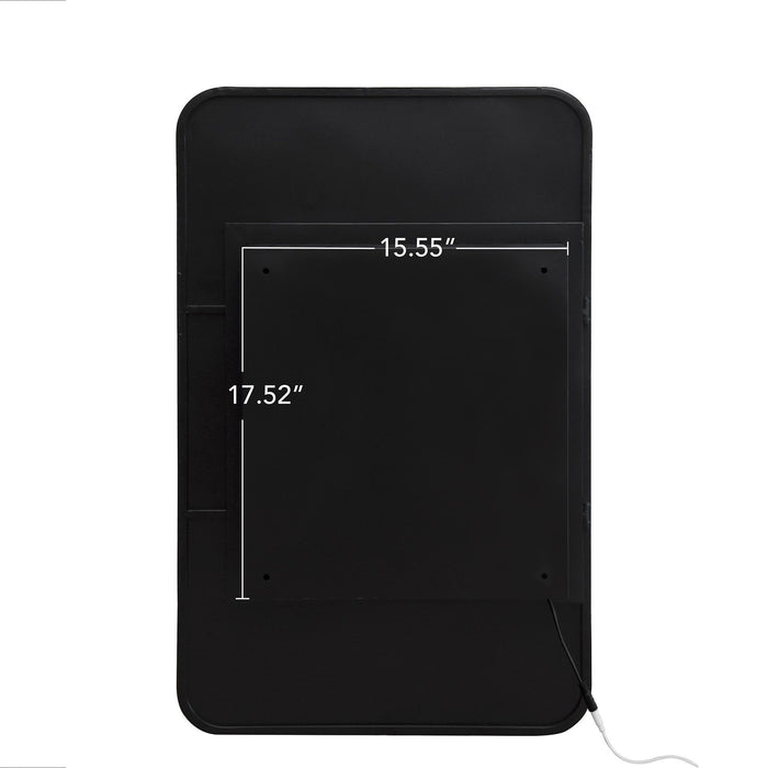 Rectangle Medicine Cabinet Mirror Bathroom Mirror With Storage Wall Mounted Medicine Mirror Cabinet With LED - Black