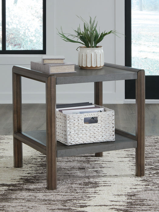 Kallenny - Rectangular End Table - Brown / Gray